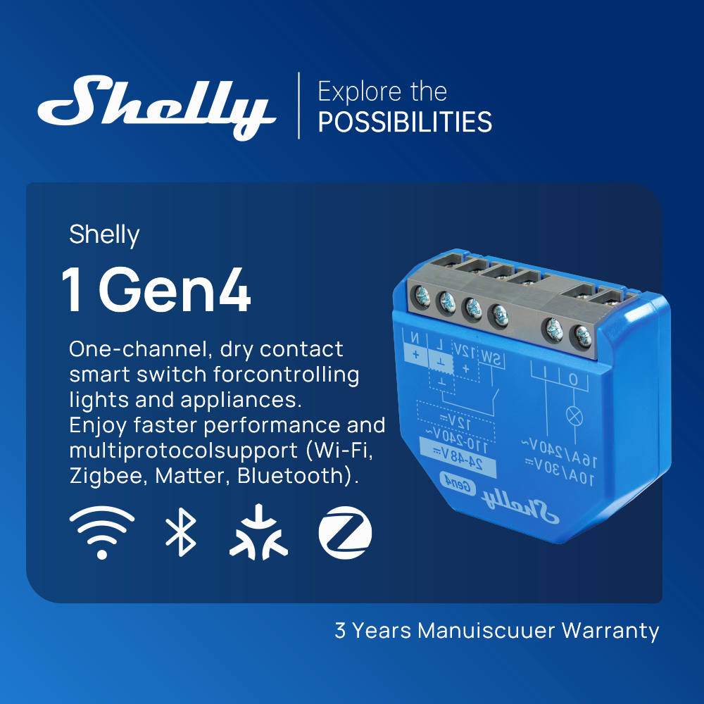 Shelly 1 Gen4 Zigbee contacto  - Shelly Relay Module reseña y precio